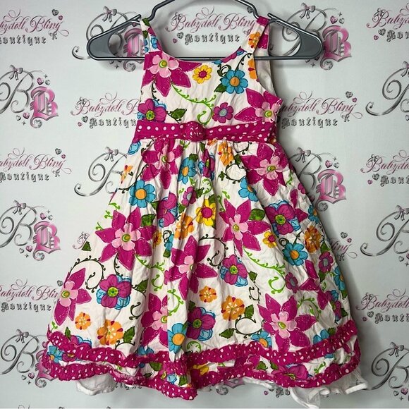 RMLA dress flowers pop art Floral Kids Dress with Pink Accents - Picture 1 of 8